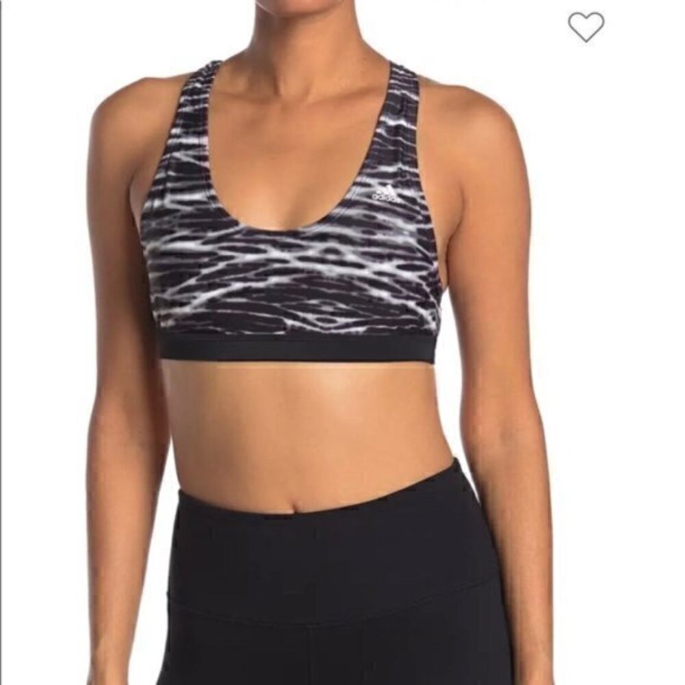 Adidas Nouveau Black Tie Dye Sport Bra Sz S NWT